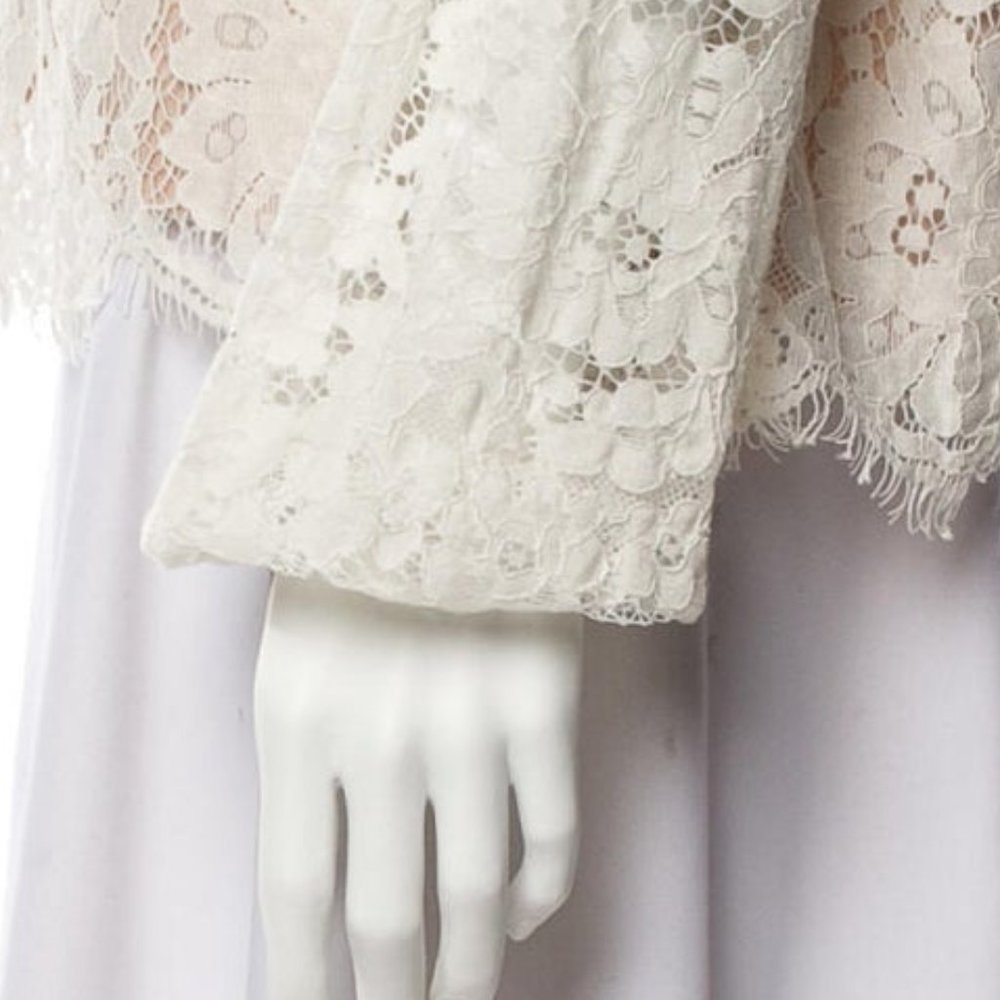 RACHEL ZOE Lined Lace Button Front Blouse | Large - Picture 6 of 8